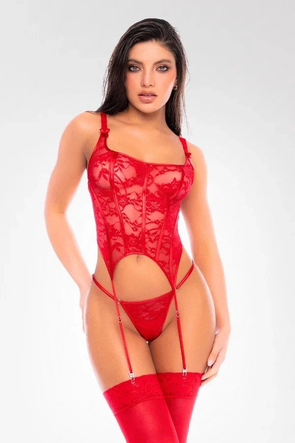 Guêpière dentelle rouge par Mapalé lingerie