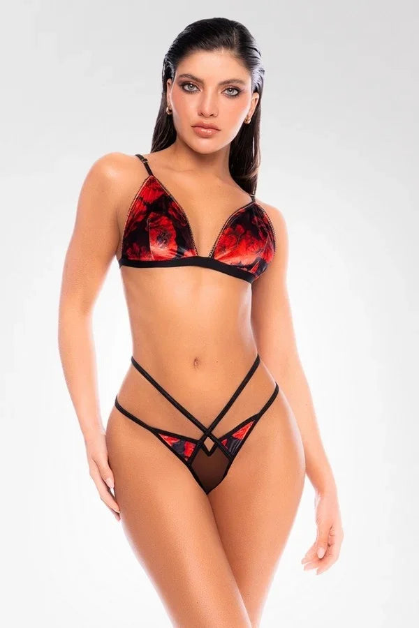 Ensemble roses imprimées par Mapalé lingerie