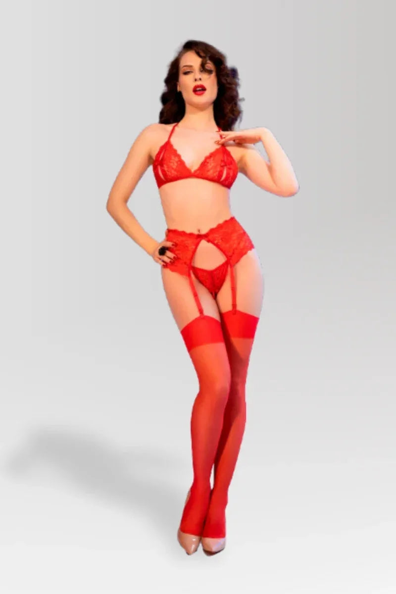 Parure dentelle rouge CR4848 par Chilirose