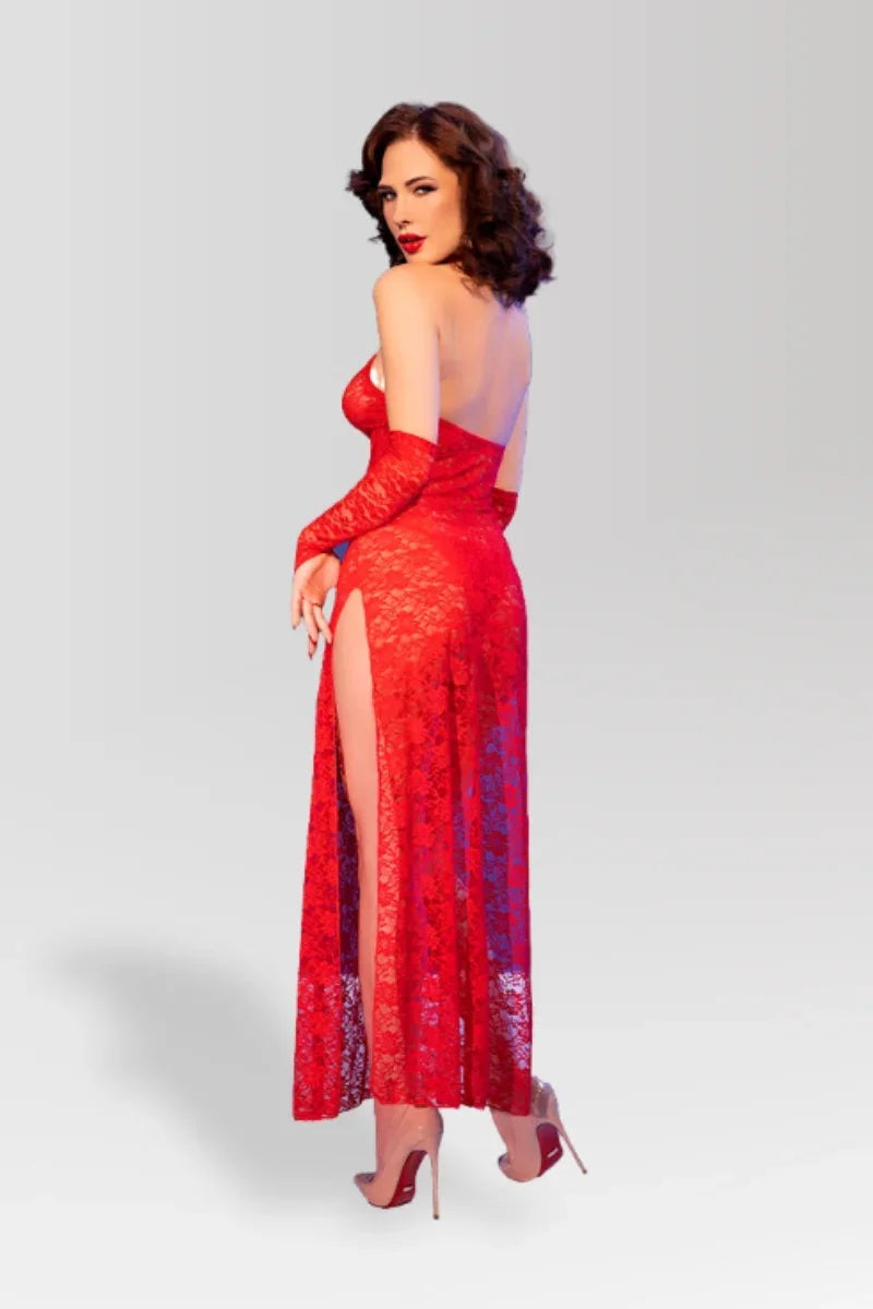 Robe longue dentelle CR4853