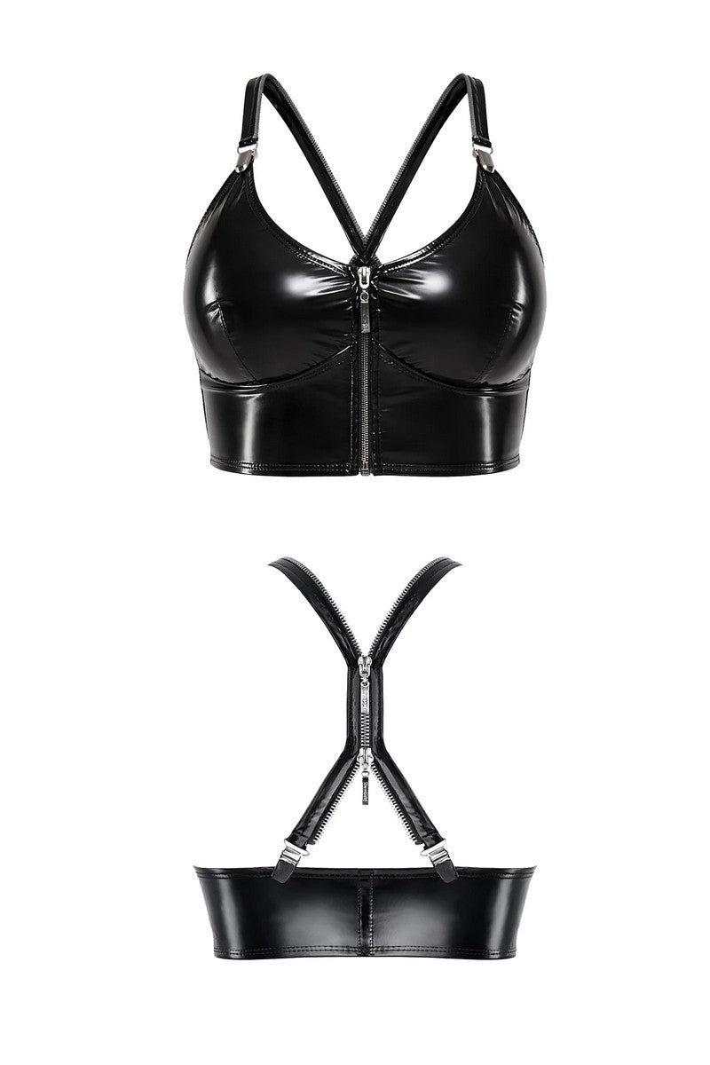 Top wetlook zippé