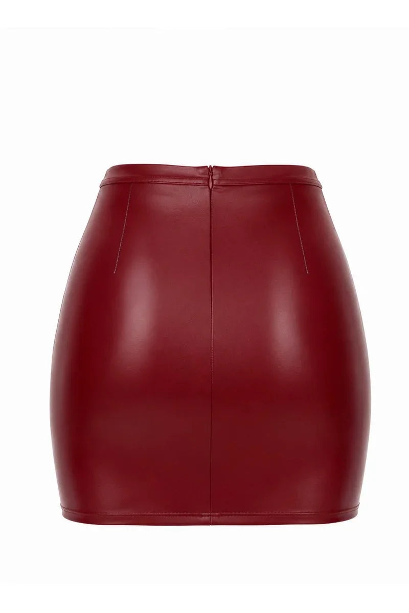 Jupe wetlook bordeaux F399