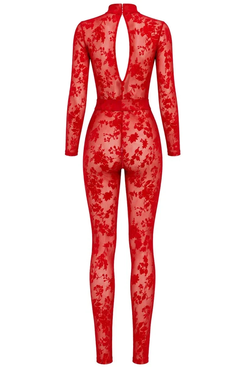 Combinaison résille rouge F414