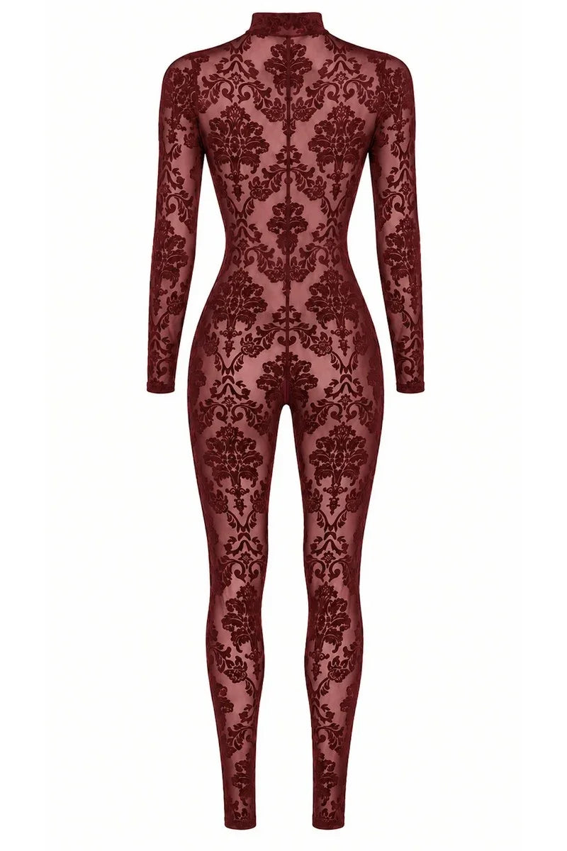 Combinaison résille bordeaux F421