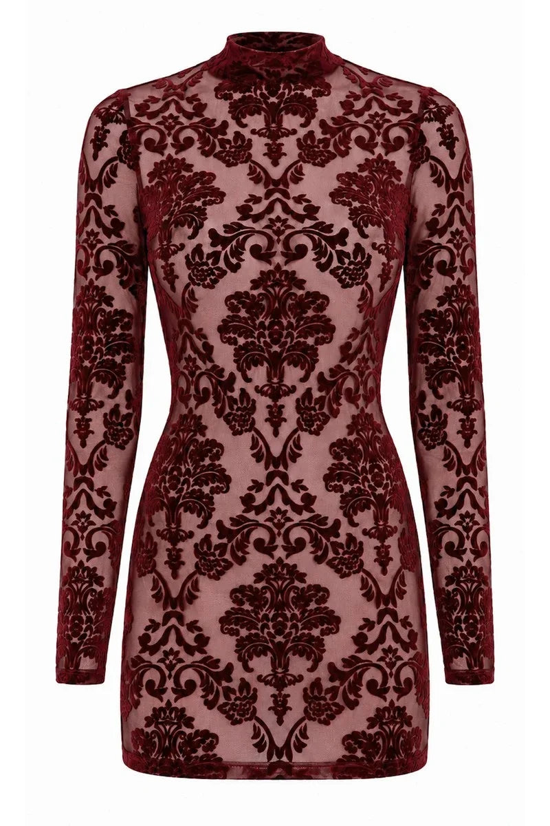 Mini-robe dos-nu bordeaux F423