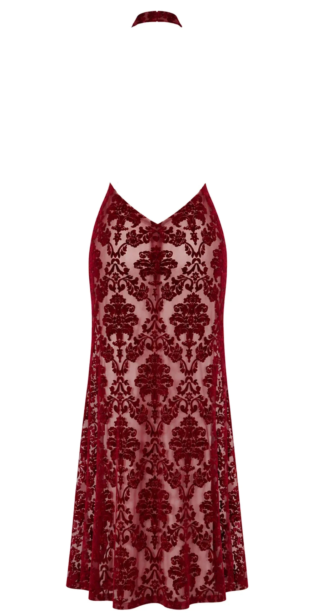 Robe longue résille bordeaux F424