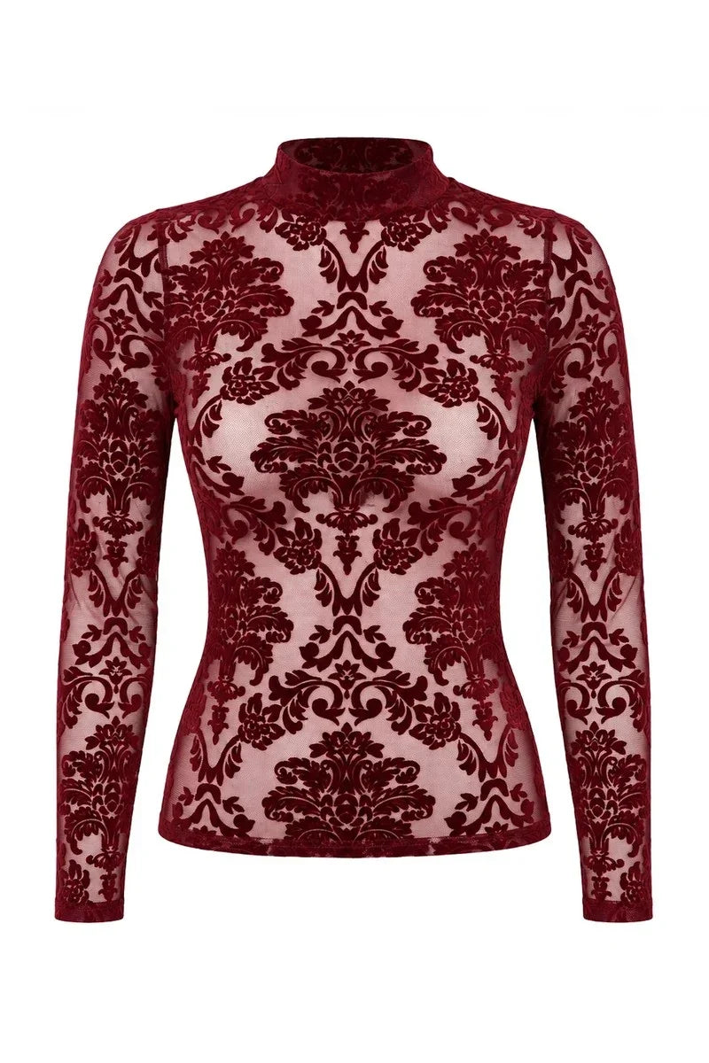Top manches longues bordeaux F425