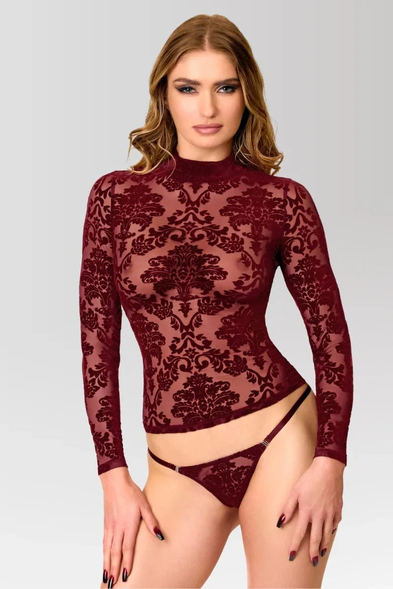 Top manches longues bordeaux F425