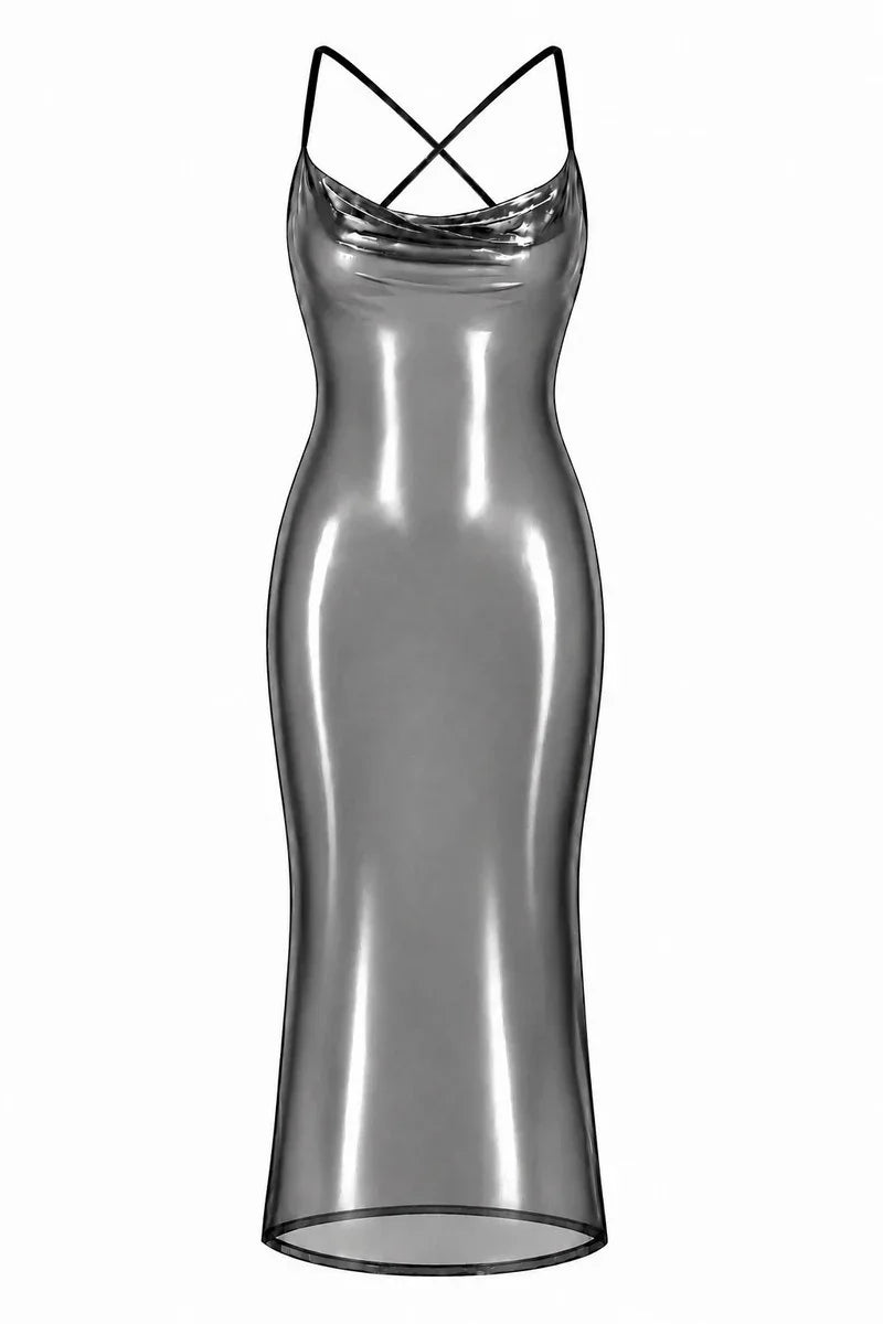 Robe longue métallisée F427