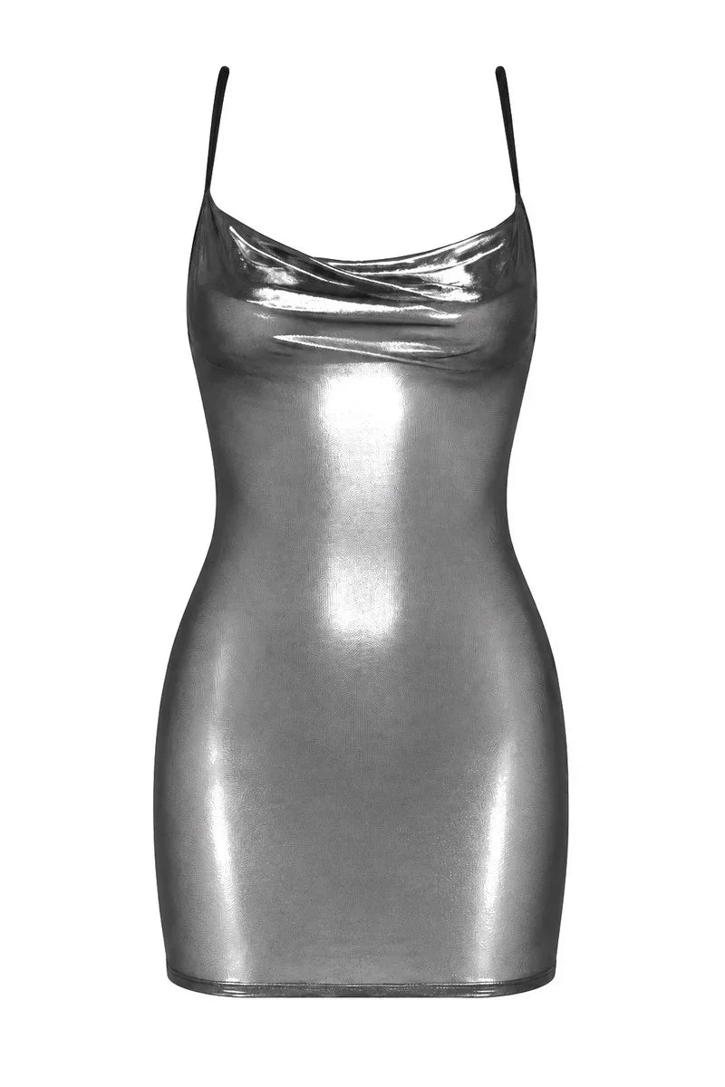 Robe courte métallisée F428