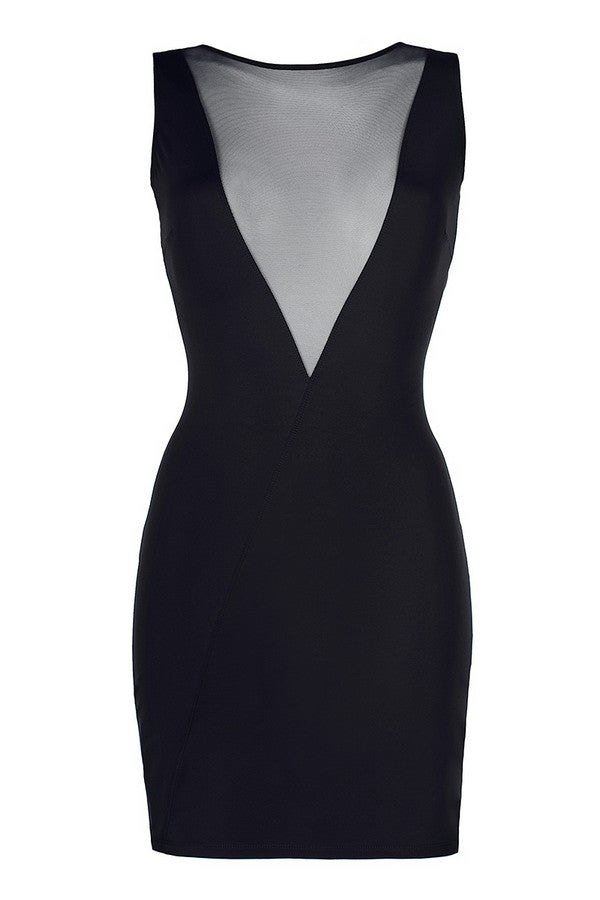 Robe moulante noire V-9209 par Axami