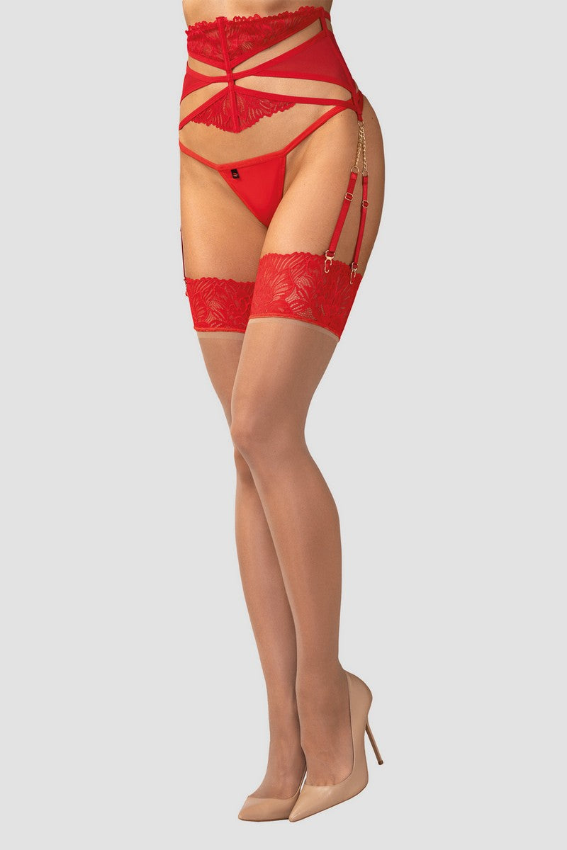 Bas beige & rouge Matildea