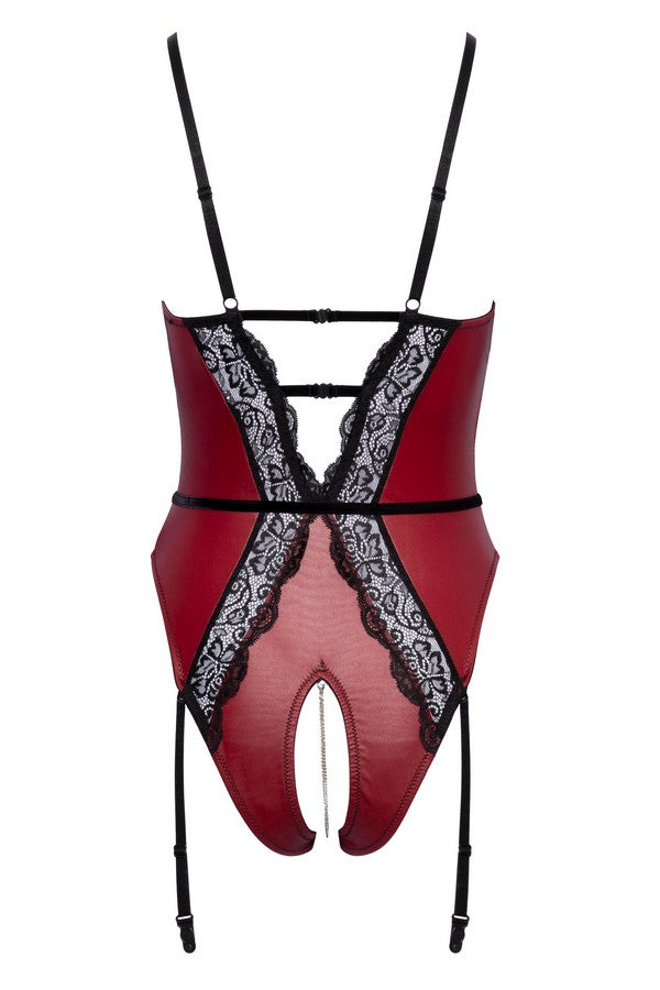 Body jarretelles rouge par Abierta Fina