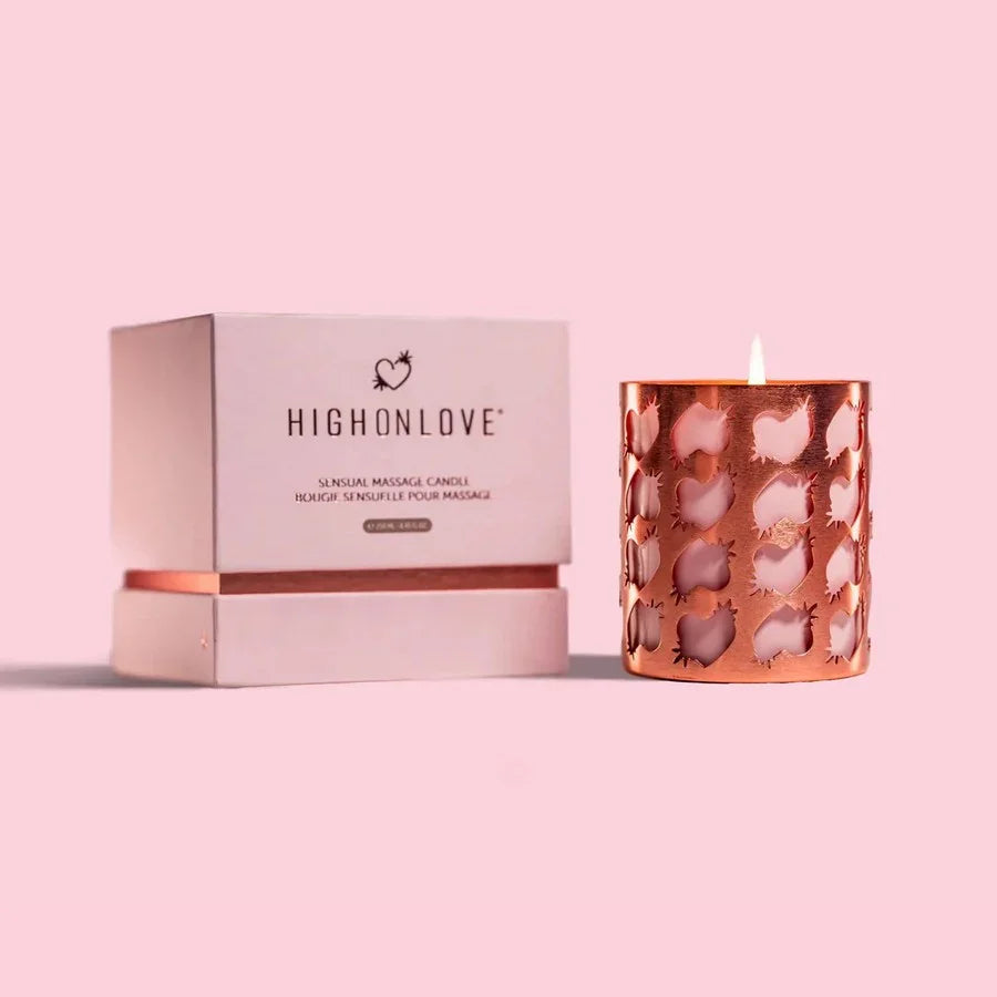 Bougie de massage naturelle roses par HIGH ON LOVE