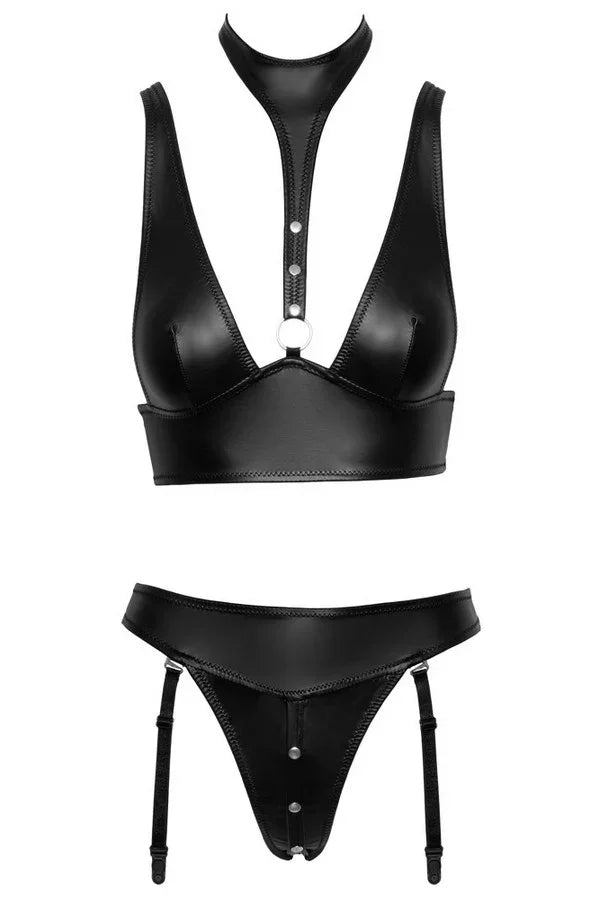Ensemble noir mat & attaches par Cottelli lingerie