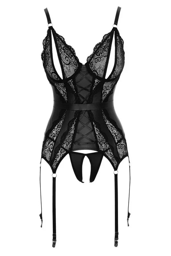 Guêpière fendue noire par Cottelli lingerie
