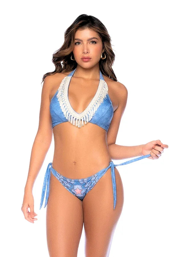 Maillot boho 2 pièces denim par Mapalé resort