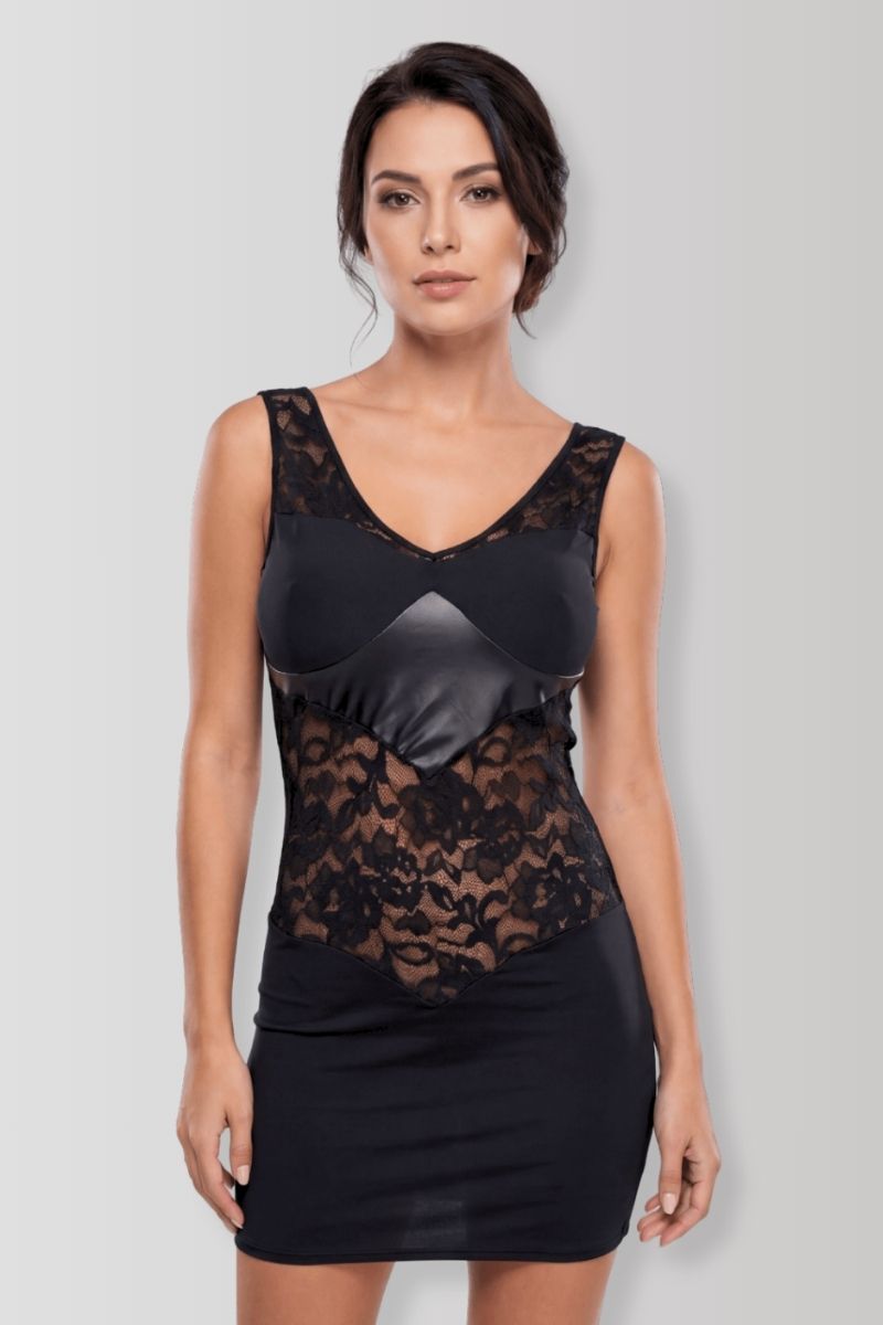 Robe dentelle & wetlook noire