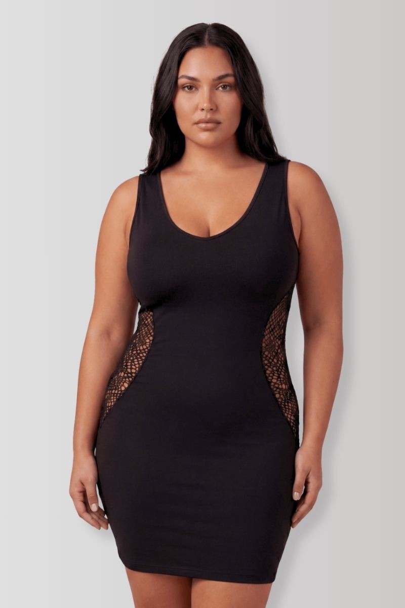 Robe noire duo de résille Léa