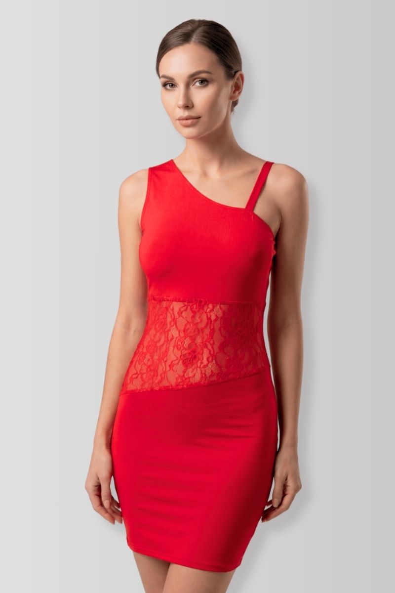 Robe asymétrique rouge Paola