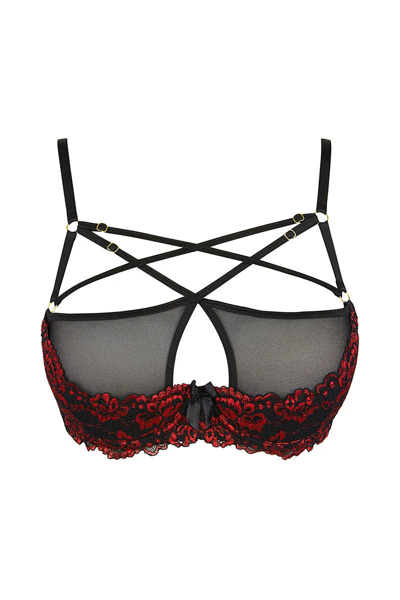 Soutien-gorge ouvert fleurs V-10021 par Axami