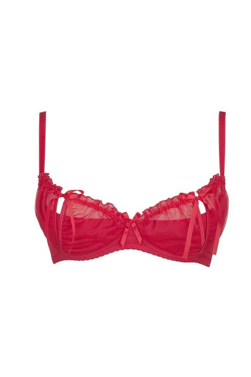 Soutien-gorge ouvert rouge V-8741 par Axami
