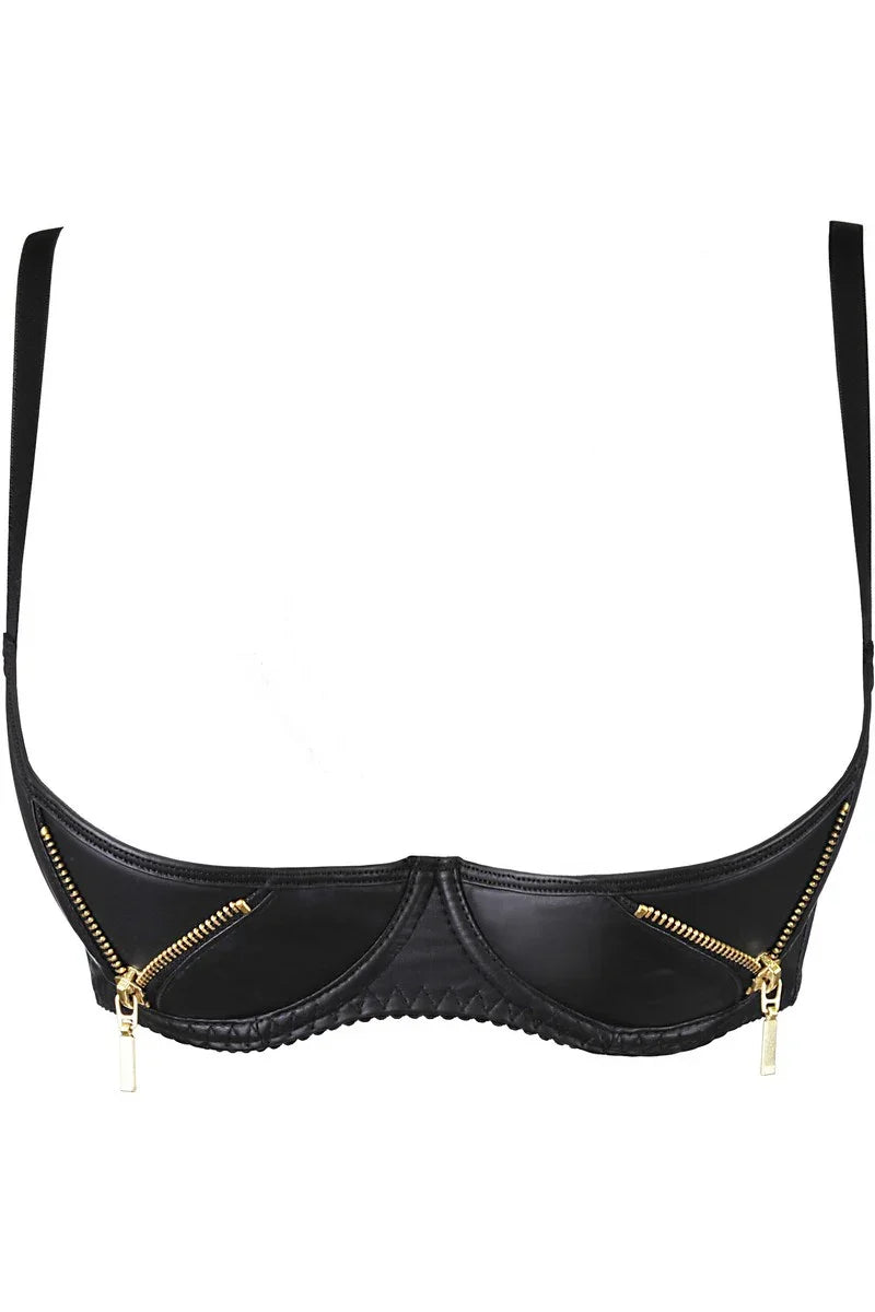 Soutien-gorge ouvert zippé noir V-9871 par Axami