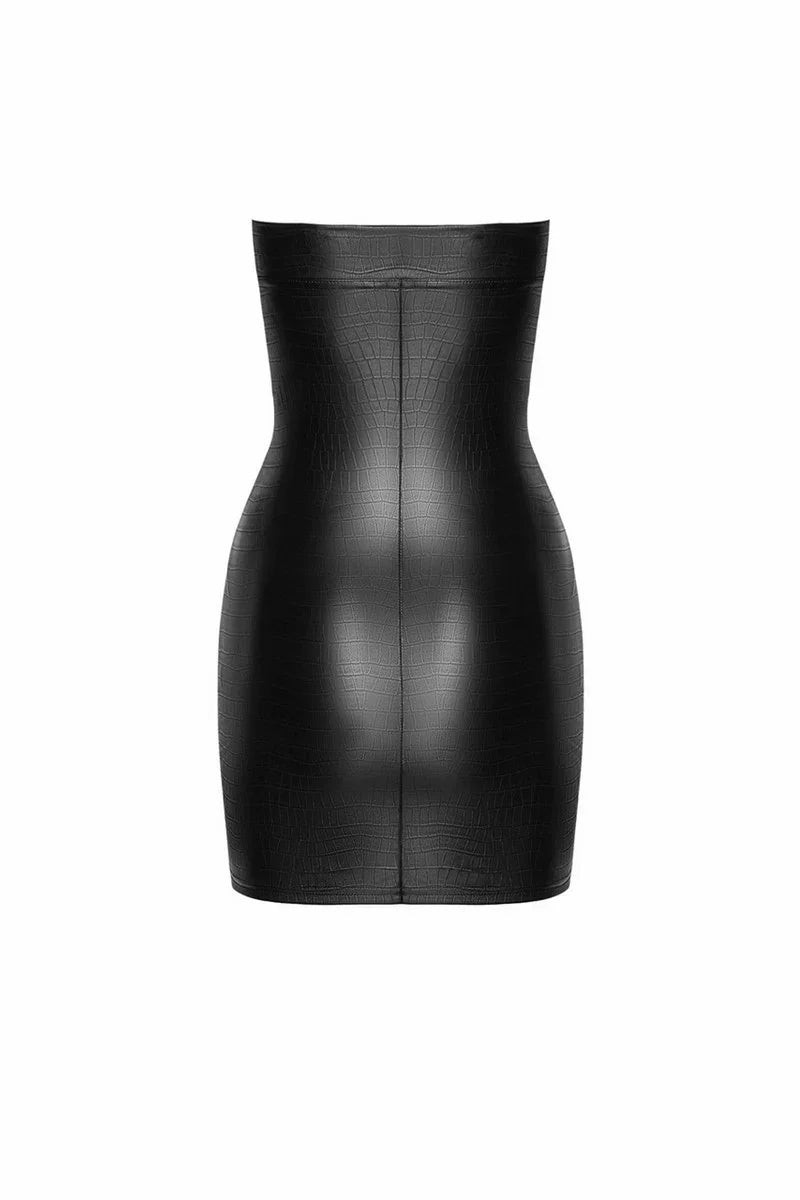 Robe courte imitation crocodile F317 Wild par Noir Handmade