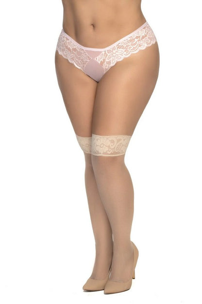 Bas autofixants ivoire grande taille-Mapalé lingerie