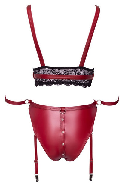 Ensemble effet cuir rouge ouvrable & attaches