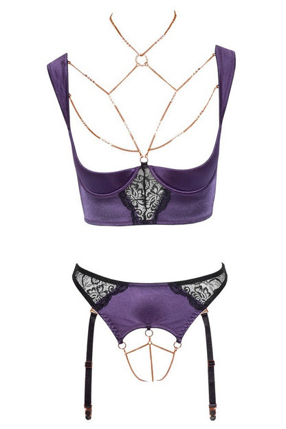 Ensemble bustier ouvert violet