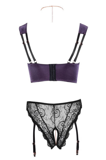 Ensemble bustier ouvert violet