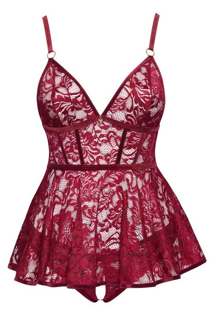 Nuisette dentelle bordeaux +