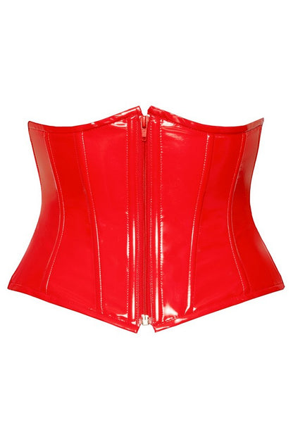 Corset ouvert vinyle rouge