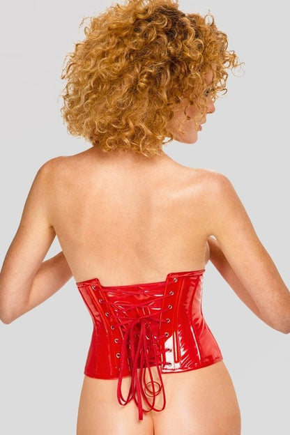 Corset ouvert vinyle rouge