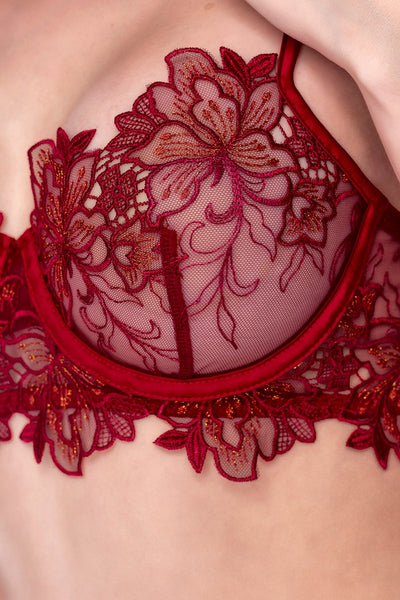 Ensemble brodé bois de rose