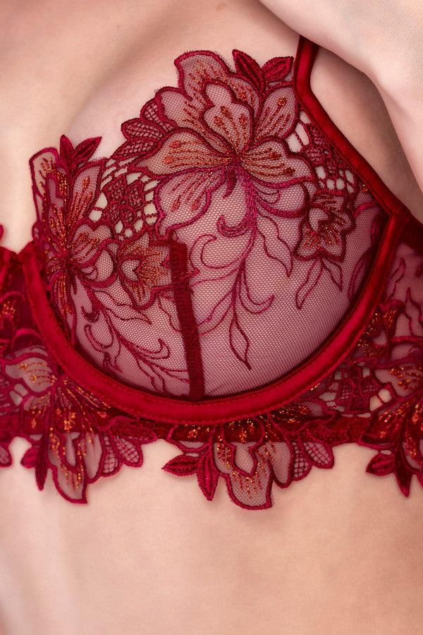 Ensemble brodé bois de rose