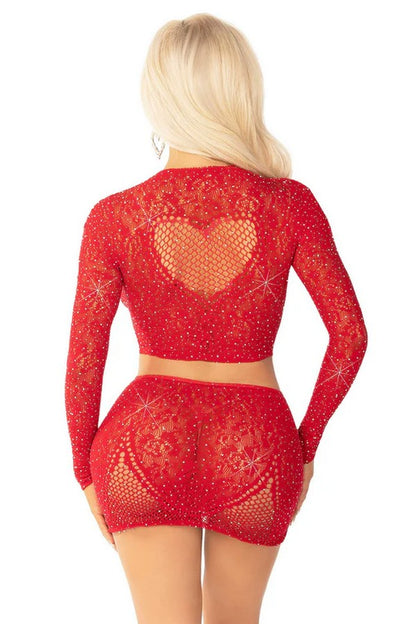 Ensemble strass Coeur en résille