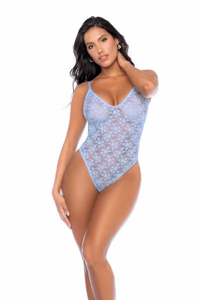 Body dentelle florale bleu par Mapalé lingerie