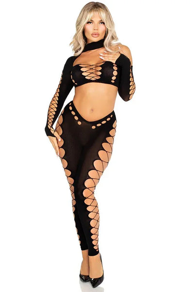 Tenue crop-top + legging sans couture par Leg Avenue