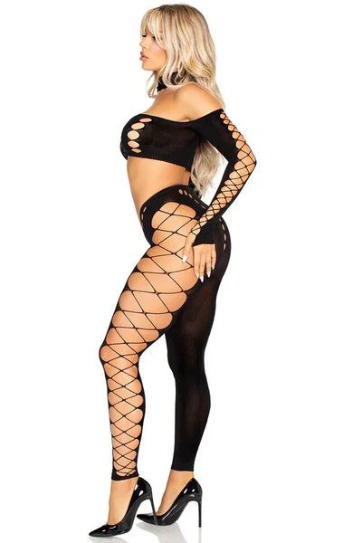 Tenue crop-top + legging sans couture par Leg Avenue