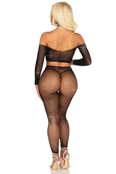 Tenue crop-top + legging strass par Leg Avenue