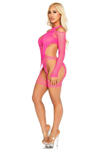 Body string résille rose par Leg Avenue