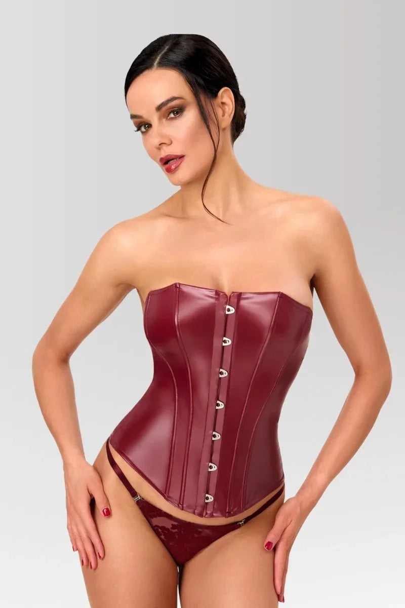 Corset wetlook bordeaux F398