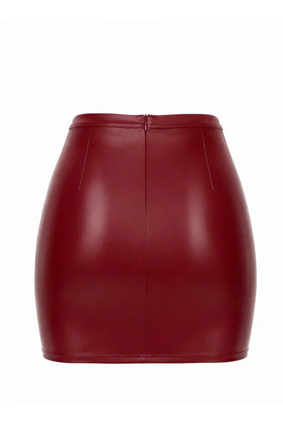 Jupe wetlook bordeaux F399