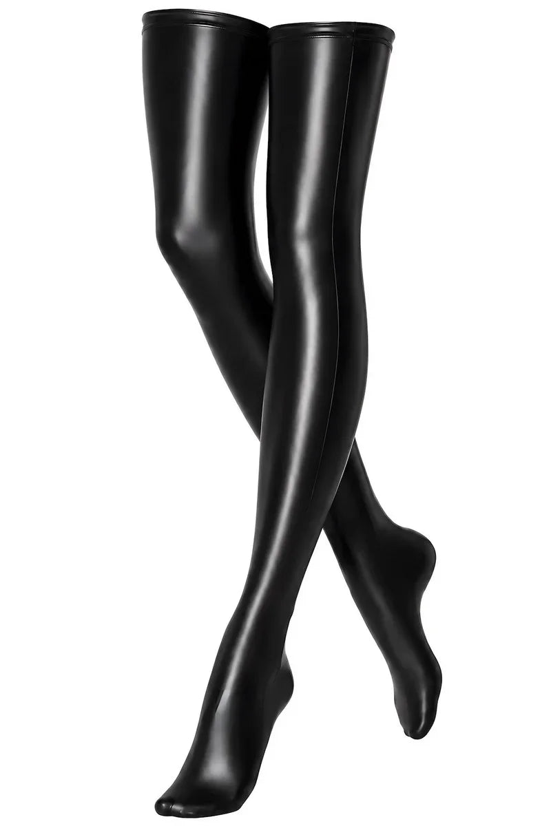 Bas wetlook noir F403