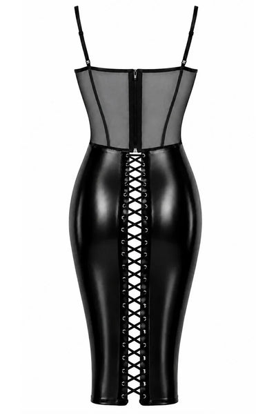 Robe midi lacée noire F408
