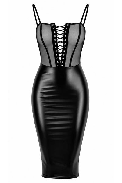 Robe midi lacée noire F408