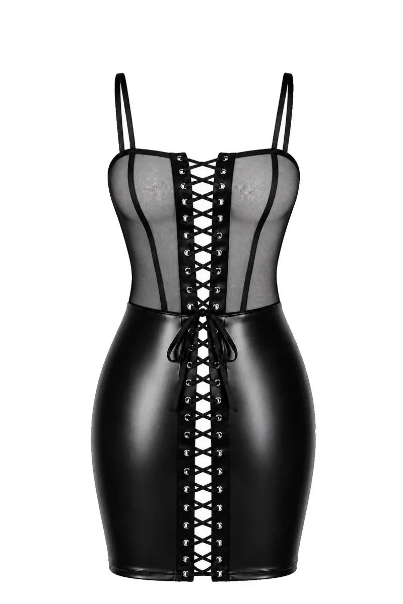 Robe mini lacée noire F409