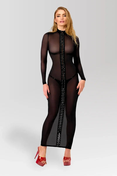 Robe longue lacée noire F410